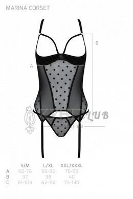 Корсет Passion MARINA CORSET, XXL/XXXL, black, з відкритими чашками 107738 фото