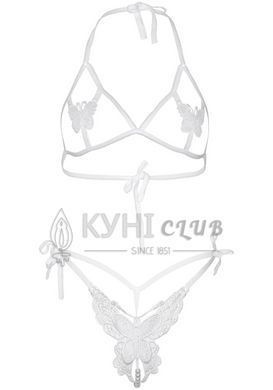 Еротичний комплект з відкритою чашкою Leg Avenue Open cup bra and pearl panty One Size White 107172 фото
