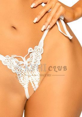 Еротичний комплект з відкритою чашкою Leg Avenue Open cup bra and pearl panty One Size White 107172 фото