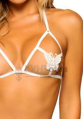 Еротичний комплект з відкритою чашкою Leg Avenue Open cup bra and pearl panty One Size White 107172 фото