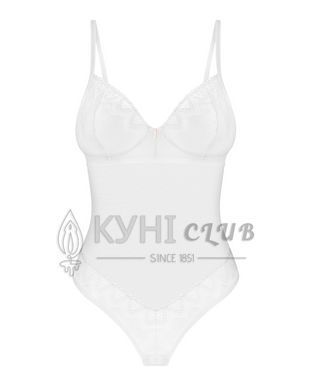 Боді Obsessive Alissium Teddy White, M/L, ліф з м&rsquo;якою чашкою, високі вирізи для ніг 109650 фото