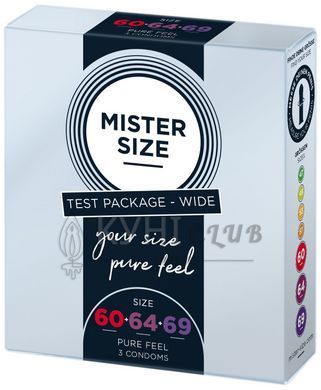 Набір презервативів Mister Size - pure feel - 60&ndash;64&ndash;69 (3 condoms), 3 розміри, товщина 0,05 мм 105955 фото