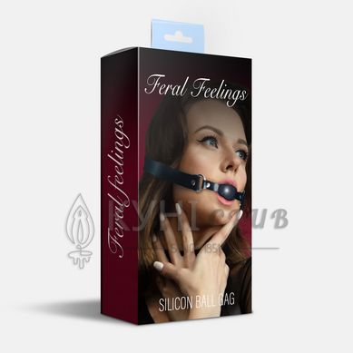 Кляп силіконовий Feral Feelings Silicon Ball Gag Black/Black, чорний ремінець, чорна кулька 106241 фото