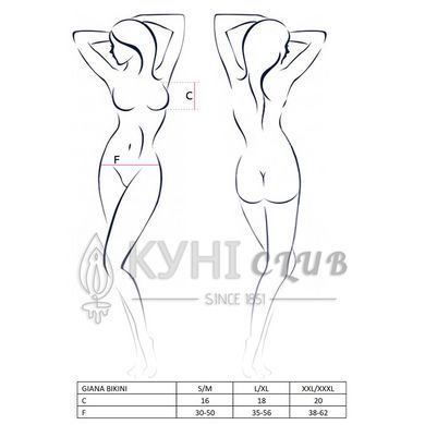 Комплект білизни Passion GIANA BIKINI L/XL, black, напівпрозорі ліф і трусики з бантиками 109503 фото