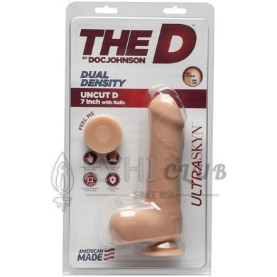 Фалоімітатор Doc Johnson The D - Uncut D - 7 Inch With Balls ULTRASKYN, діаметр 4,5см, необрізаний 103963 фото