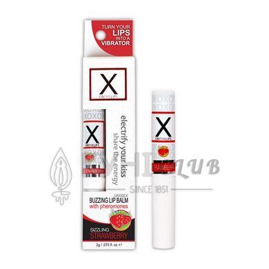 Стимулювальний бальзам для губ унісекс Sensuva - X on the Lips Strawberry з феромонами, полуниця 102352 фото