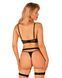 Комплект білизни Obsessive Selinne 3-pcs set XS/S Black, бюстгальтер, стрінги пояс для панчіх 106669 фото 2