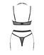 Комплект білизни Obsessive Selinne 3-pcs set XS/S Black, бюстгальтер, стрінги пояс для панчіх 106669 фото 4