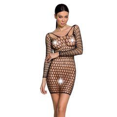 Бодистокинг-платье с глубоким воротом Passion BS093 black, длинные рукава 104357 фото