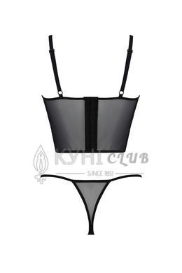 Комплект Passion KERRIA SET black, S/M, сетка+кружево, бюстье и стринги 108514 фото