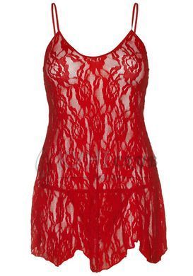 Сорочка бебі-дол Leg Avenue Rose Lace Flair Chemise Red, Queen Size 107123 фото