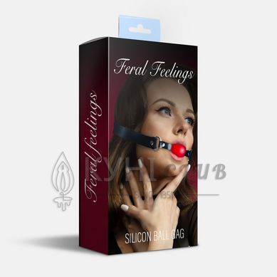 Кляп силиконовый Feral Feelings Silicon Ball Gag Black/Red, черный ремень, красный шарик 106242 фото