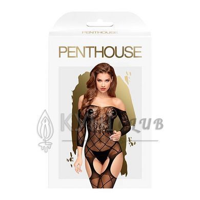 Бодистокинг с флористическо-геометрическим орнаментом Penthouse - Top-Notch Black S/L 103269 фото