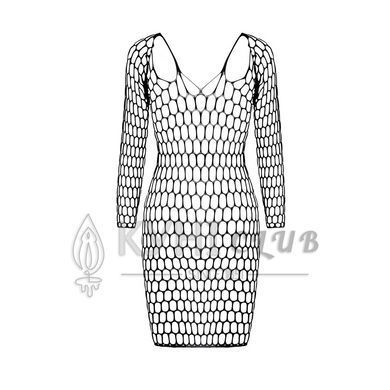 Бодистокинг-платье с глубоким воротом Passion BS093 black, длинные рукава 104357 фото