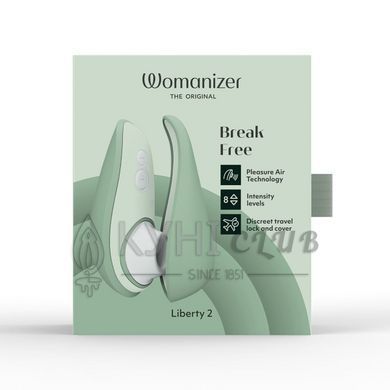 Вакуумный клиторальный стимулятор Womanizer Liberty 2 Sage, 8 режимов, магнитная крышечка 109573 фото