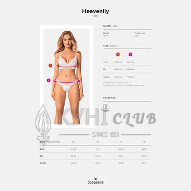 Еротичний комплект Obsessive Heavenlly 2-pcs set M/L, бюстгальтер і танга 106136 фото
