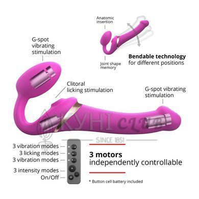 Безремневой вибрострапон с вакуумной стимуляцией Strap-On-Me MULTI ORGASM - M - FUCHSIA 105150 фото