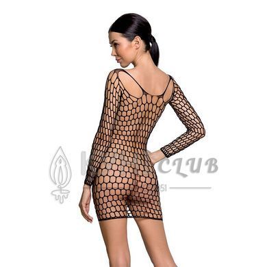Бодистокинг-платье с глубоким воротом Passion BS093 black, длинные рукава 104357 фото