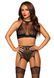 Еротичний комплект Leg Avenue Crop top and garter panty Black, топ, трусики з доступом, панчохи 107173 фото 1