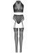 Еротичний комплект Leg Avenue Crop top and garter panty Black, топ, трусики з доступом, панчохи 107173 фото 4