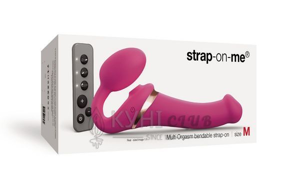 Безремневой вибрострапон с вакуумной стимуляцией Strap-On-Me MULTI ORGASM - M - FUCHSIA 105150 фото