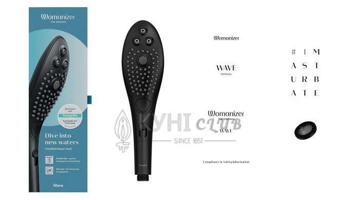 Насадка-стимулятор для душу 2в1 Womanizer Wave Black, масажер для інтимних зон 106790 фото