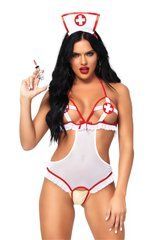 Костюм медсестри Leg Avenue Naughty Nurse, one size, боді та шапочка 105866 фото