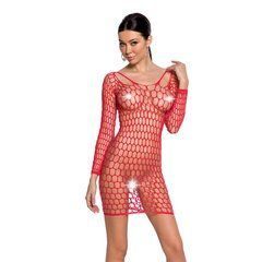 Бодистокинг-платье с глубоким воротом Passion BS093 red, длинные рукава 104358 фото