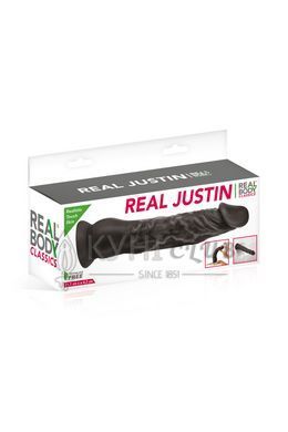 Фалоімітатор із присоскою Real Body &mdash; Real Justin Black, TPE, діаметр 4,2 см 102041 фото