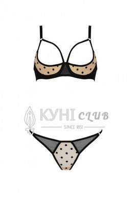 Еротичний комплект Passion MARINA SET WITH OPEN BRA, S/M, beige, відкриті чашки 107740 фото