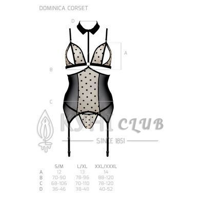 Корсет з відкритими грудьми Passion DOMINICA CORSET XXL/XXXL beige, пажі для панчіх, стрінги 106302 фото