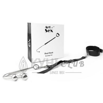 Анальный крюк 3 с ошейником из натуральной кожи Art of Sex - Anal hook, Черный 105714 фото