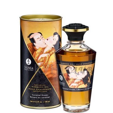 Розігрівальна олія Shunga Aphrodisiac Warming Oil – Caramel Kisses (100 мл) без цукру, смачна 109309 фото