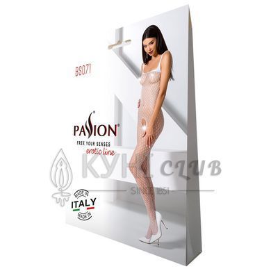 Бодістокінг Passion BS071 white, комбінезон на бретелях 109090 фото