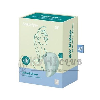 Вакуумний кліторальний стимулятор із вібрацією Satisfyer Pearl Diver Mint 104040 фото
