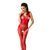 Бодістокінг Passion BS052 red, комбінезон, імітація корсета з підтяжками, панчох і трусиків 109427 фото