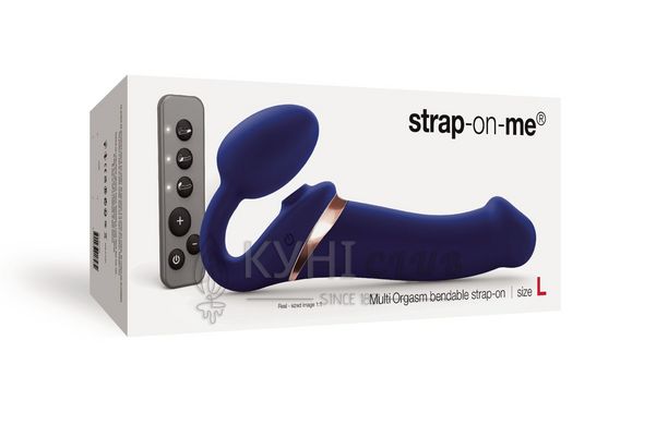 Безремневой вибрострапон с вакуумной стимуляцией Strap-On-Me MULTI ORGASM - L - Blue 105152 фото