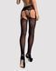 Панчохи-стокінги з рослинним малюнком Obsessive Garter stockings S206 black S/M/L чорні, імітація га 105249 фото 2