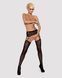 Панчохи-стокінги з рослинним малюнком Obsessive Garter stockings S206 black S/M/L чорні, імітація га 105249 фото 3