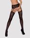 Панчохи-стокінги з рослинним малюнком Obsessive Garter stockings S206 black S/M/L чорні, імітація га 105249 фото 1