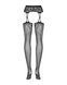 Панчохи-стокінги з рослинним малюнком Obsessive Garter stockings S206 black S/M/L чорні, імітація га 105249 фото 6