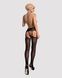 Панчохи-стокінги з рослинним малюнком Obsessive Garter stockings S206 black S/M/L чорні, імітація га 105249 фото 4