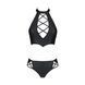 Комплект з екошкіри Passion NANCY BIKINI 6XL/7XL black, бра та трусики з імітацією шнурівки 105024 фото 3