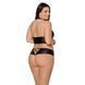 Комплект з екошкіри Passion NANCY BIKINI 6XL/7XL black, бра та трусики з імітацією шнурівки 105024 фото 2