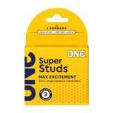 Презервативи ONE Super Studs, 3 шт, з точковим рельєфом, зі змазкою, паковання &mdash; картонна коробка 109834 фото