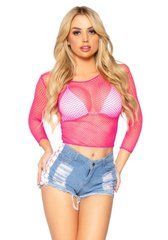 Сітчастий топ Leg Avenue Long Sleeves T-Shirts Neon Pink, One Size 107125 фото