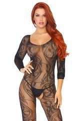 Бодістокінг Leg Avenue Swirl Lace Bodystocking One size Black, ажурна тканина, доступ 106605 фото