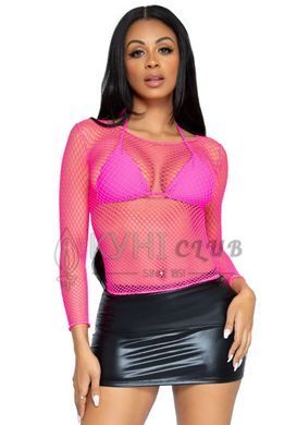 Сітчастий топ Leg Avenue Long Sleeves T-Shirts Neon Pink, One Size 107125 фото