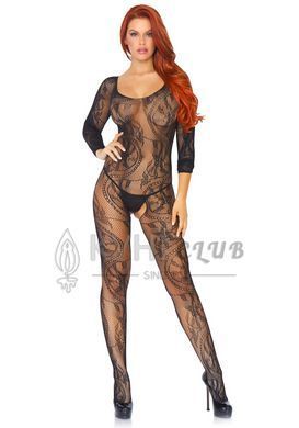 Бодістокінг Leg Avenue Swirl Lace Bodystocking One size Black, ажурна тканина, доступ 106605 фото