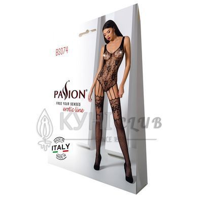 Ажурний бодістокінг з імітацією панчіх Passion BS074 black 102139 фото